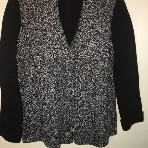 JONES NEW YORK CARDIGAN SWEATER / JACKET - BLACK/WHITE - SHAWL COLLAR - SZ LARGE - Picture 8 of 9
